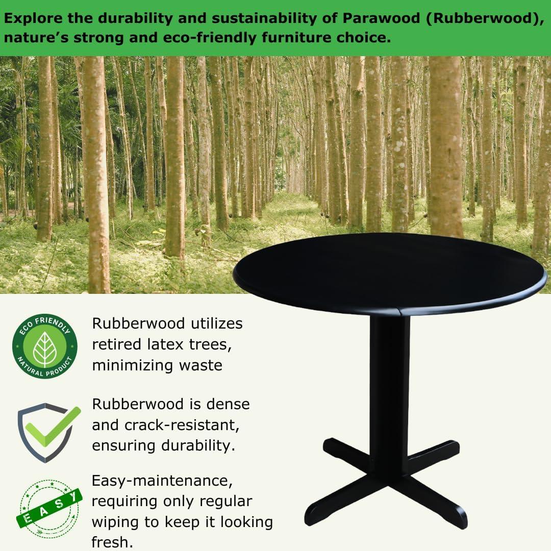 36" Dual Dining Drop Leaf Dining Table Black - International Concepts