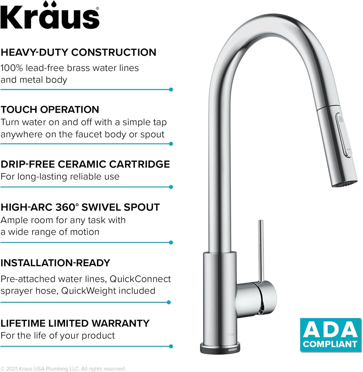 Kraus Oletto Single-Handle Touch Kitchen Sink Faucet