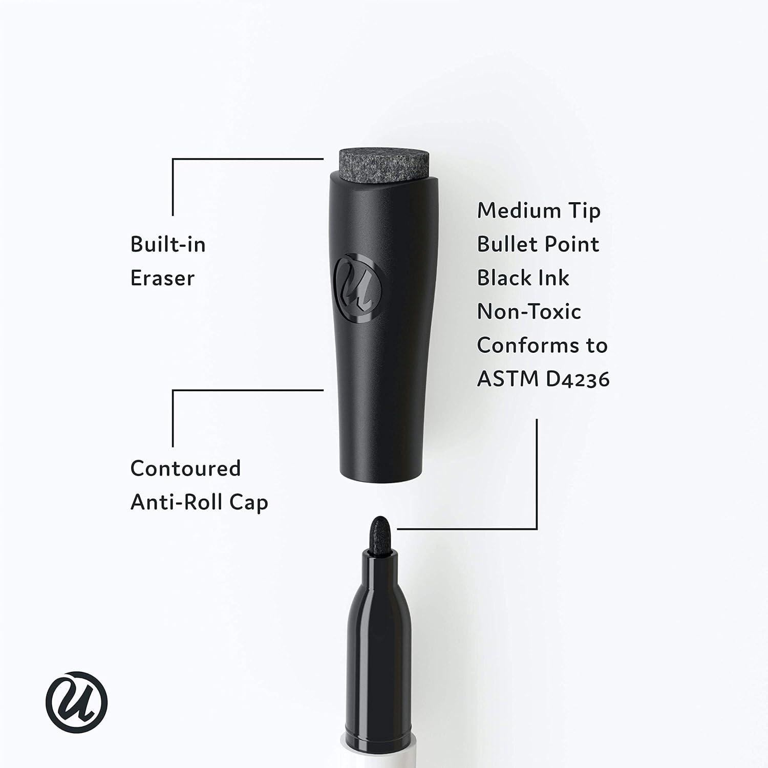 U Brands Dry Erase Markers, Medium Point, Black Ink, 12 Count