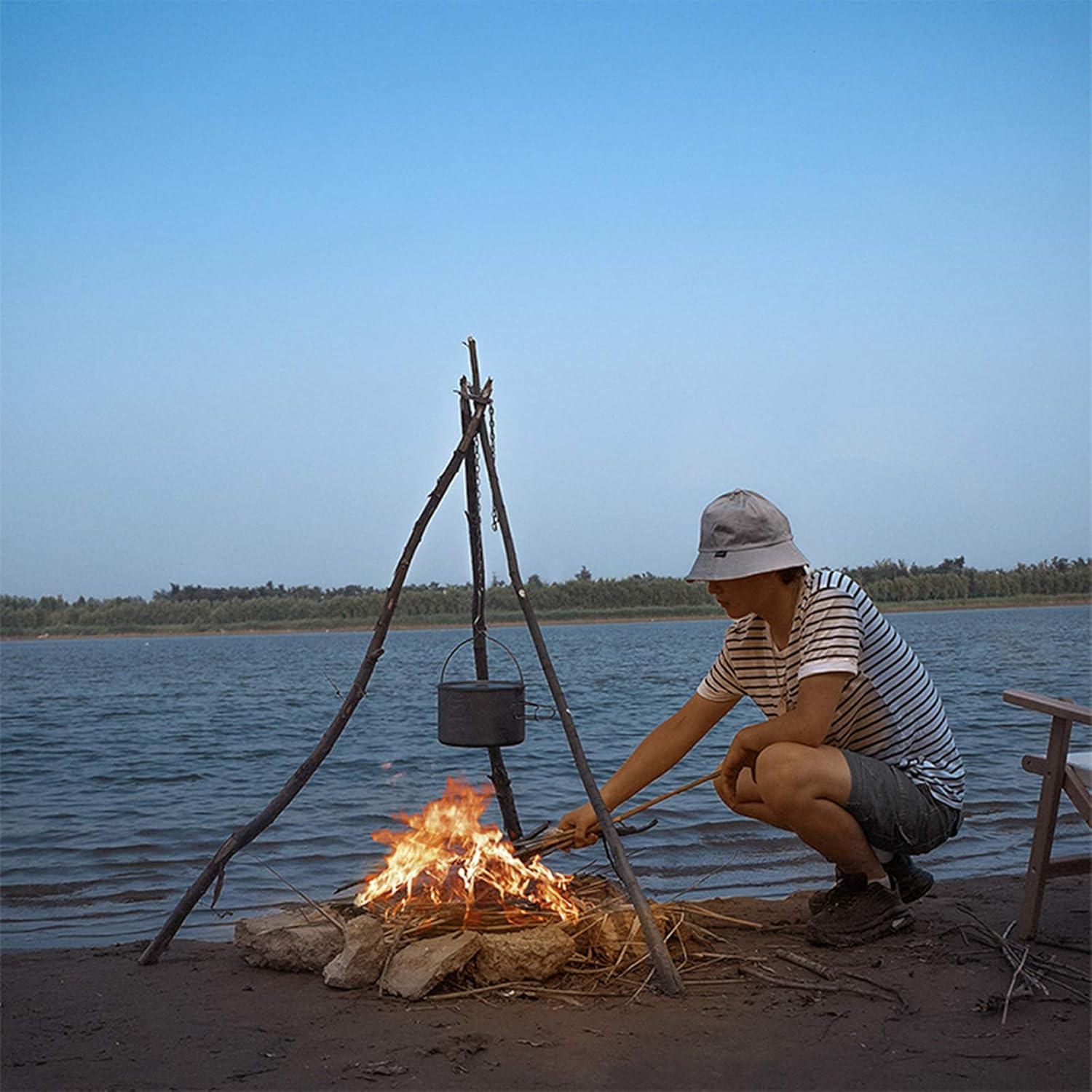 Stainless Steel Camping Gear and Equipment - Campfire Cooking Accessories Set - Radiate Portable Round Cookware - Dutch Oven Camping Cookware - Outdoor Camp Tripod Cooking, Silver