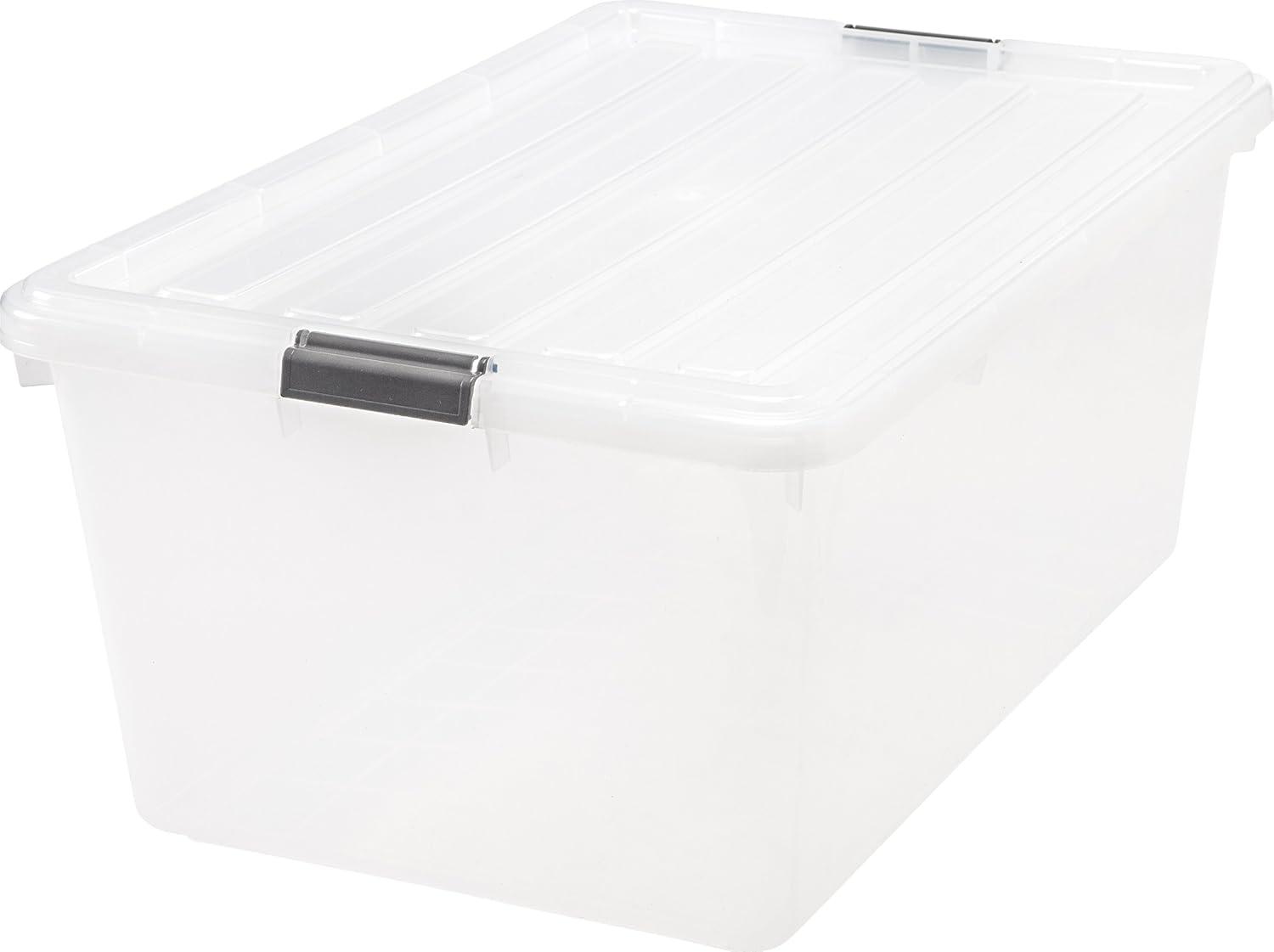 Clear Plastic Stackable Storage Bins w/ Latch Lid