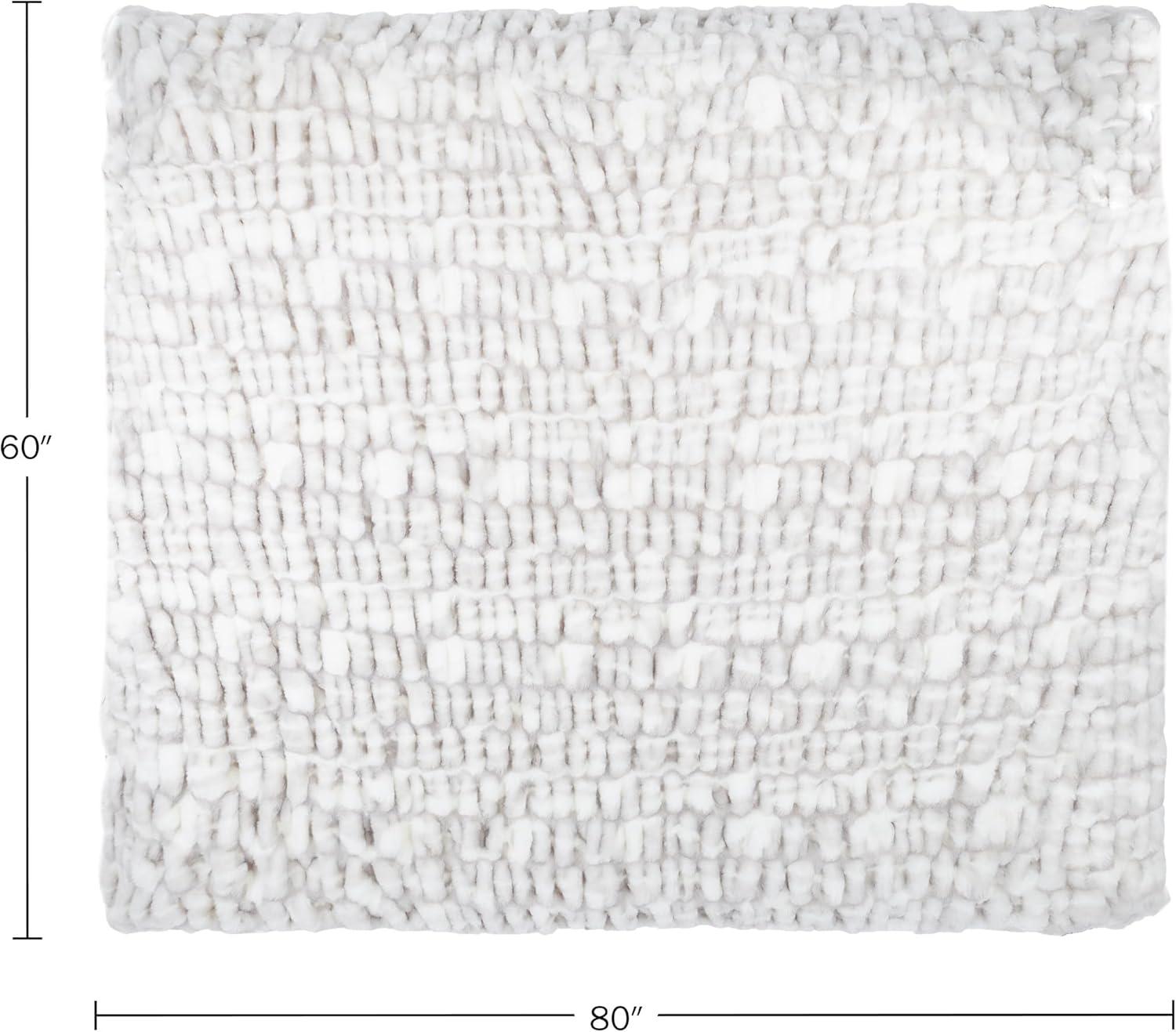 Oversized Ruched Faux Fur Blanket - 60x80-Inch Jacquard Faux Fur Queen-Size Throw for Sofas and Beds - Luxurious Bedding by Lavish Home