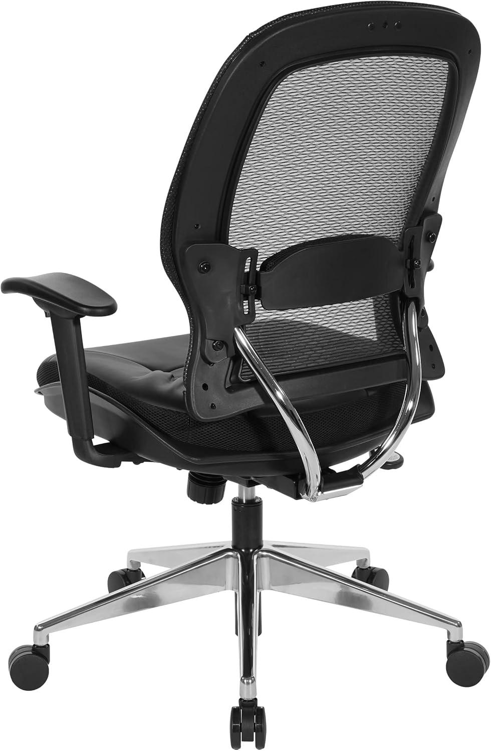 Air Grid Black Back Office Chair with Bonded Leather Seat