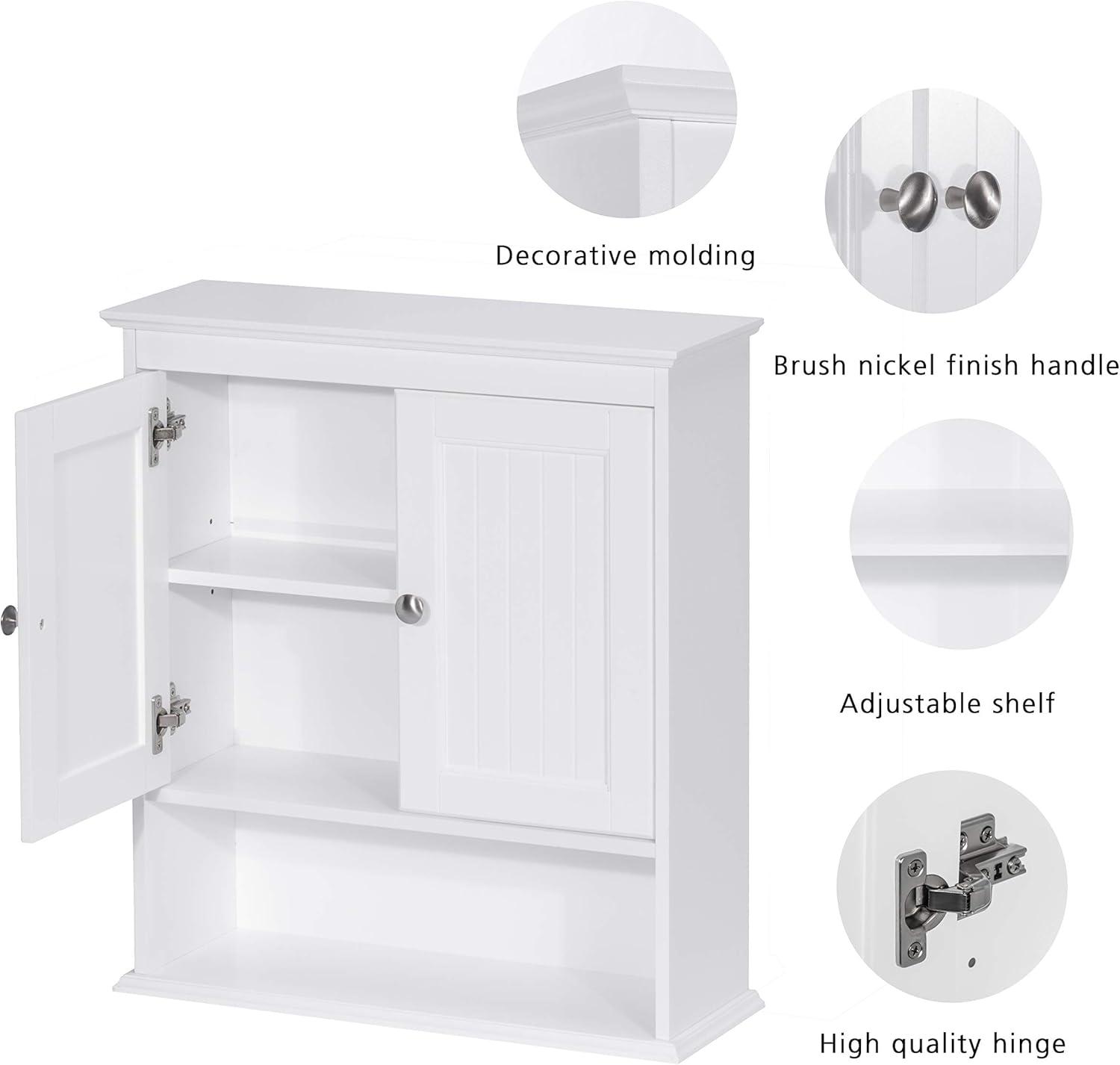 Spirich Home Bathroom Cabinet Wall Mounted with Doors, Wood Hanging Cabinet, Wall Cabinets with Doors and Shelves Over The Toilet, Bathroom Wall Cabinet White