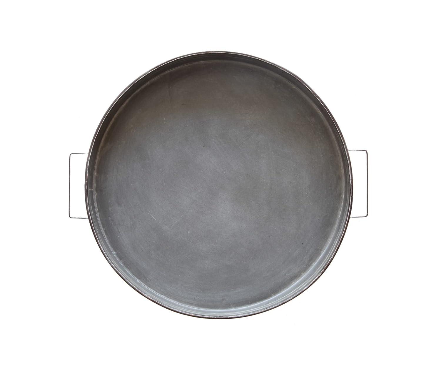 Creative Co-Op Round Decorative Iron Tray with Handles