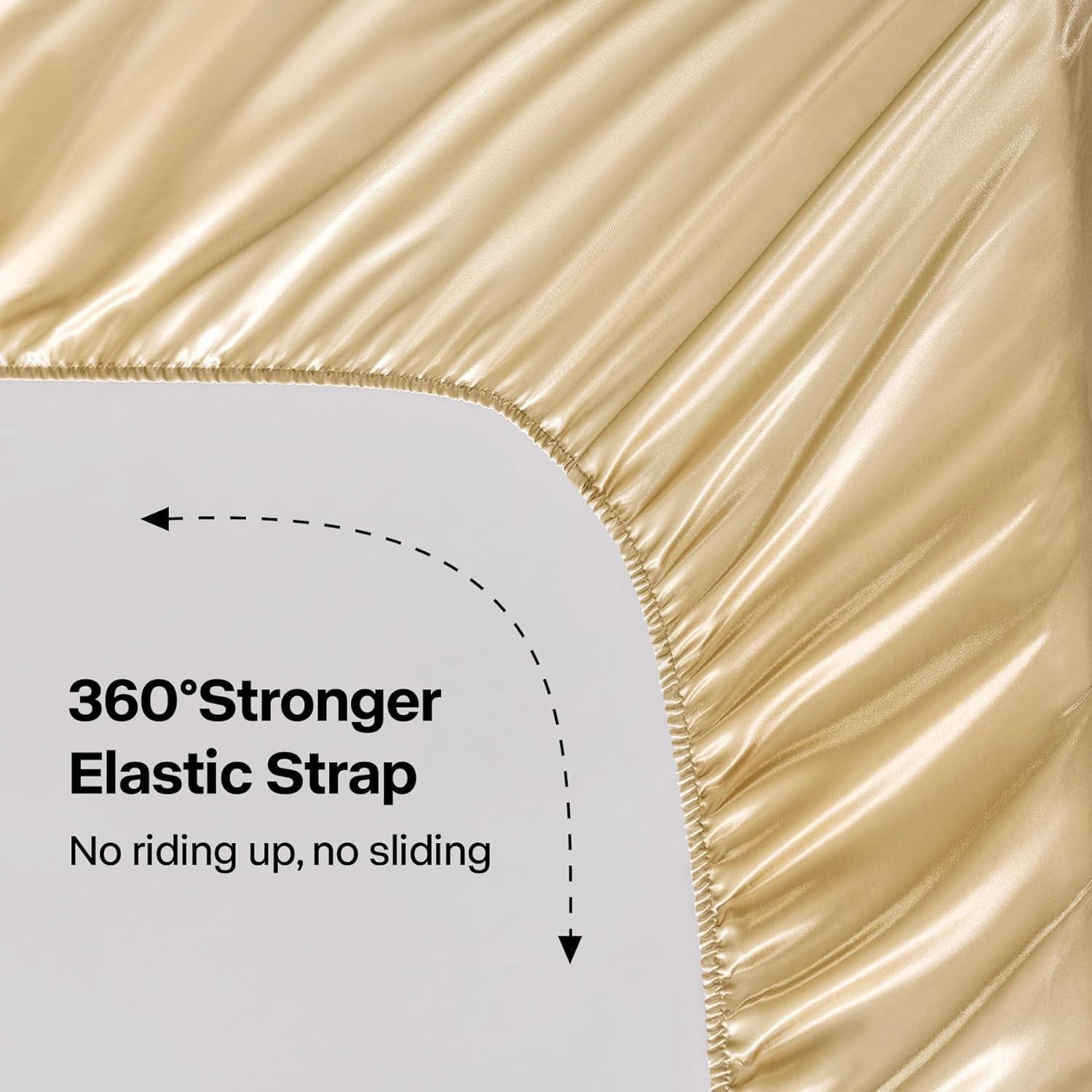 Soft Gold Satin Full Size 4-Piece Bed Sheet Set