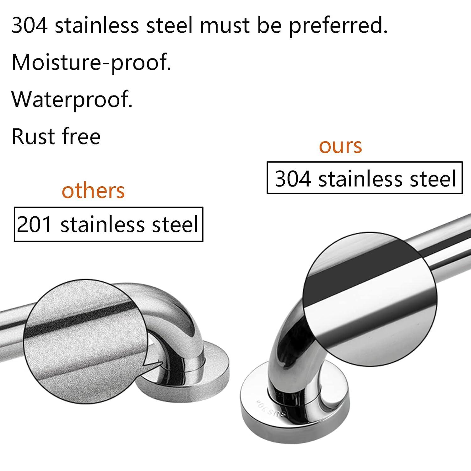 12-Inch Silver Stainless Steel Anti-Slip Shower Grab Bar Set