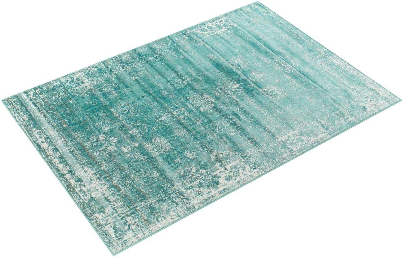 Unique Loom Sofia Collection Area Rug - Casino (7' 1" x 10' Rectangle Turquoise/Ivory)