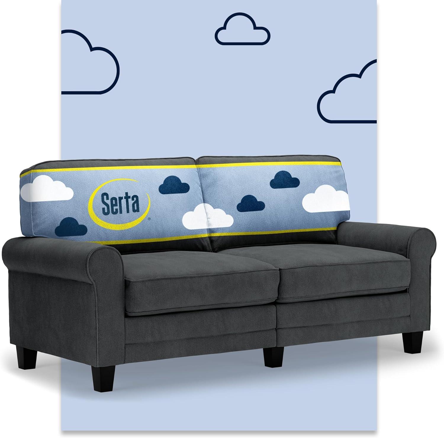 Serta Copenhagen 73" Rolled Arm Sofa, Easy Care Fabric, Soft Pillow Back, Pocket Coil Seat Cushions