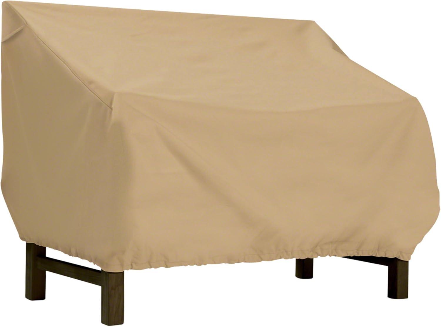 Medium Beige All-Weather Patio Bench Cover with Air Vents