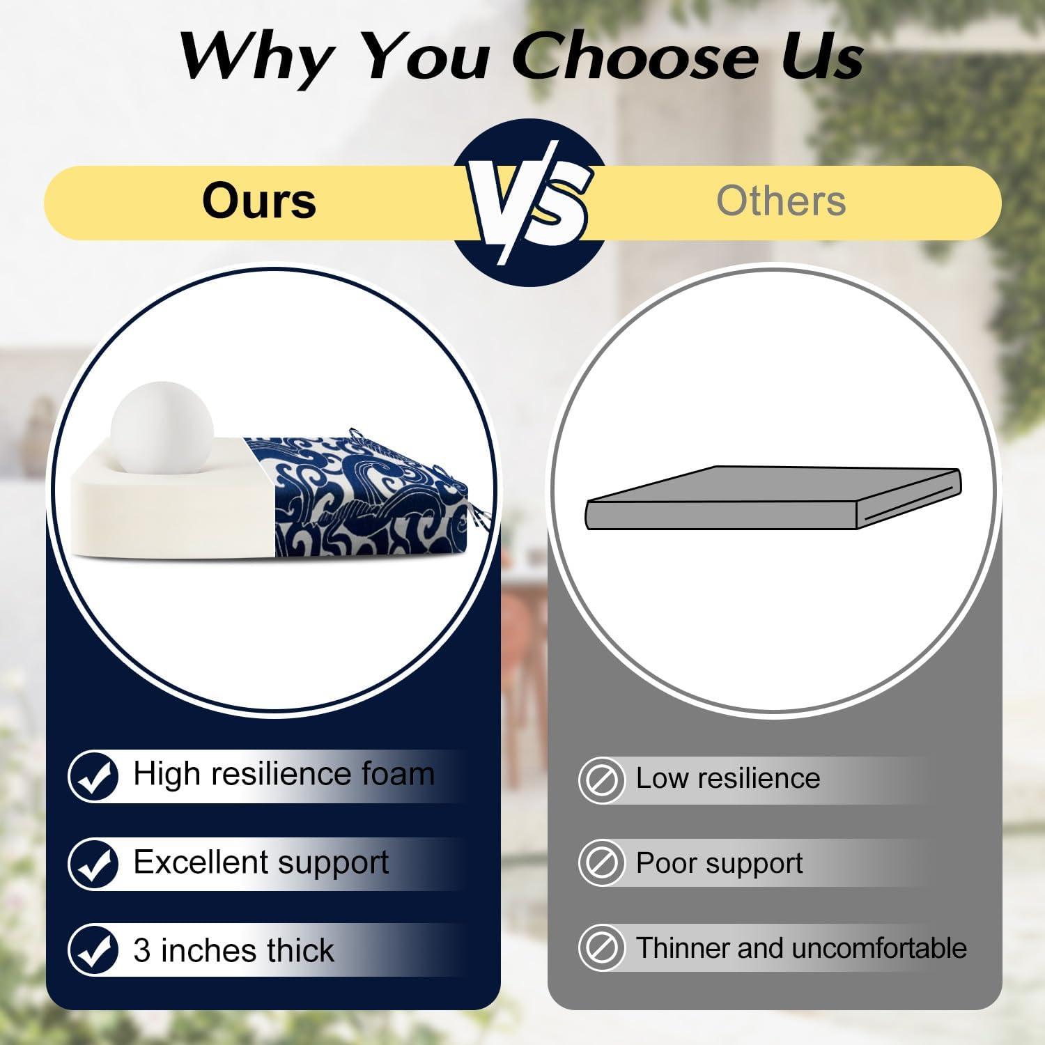 LOVTEX Outdoor Chair Cushions Set of 4, Waterproof Patio Chair Cushions with Ties, 18.5 x 16 x 3 inch, Khaki