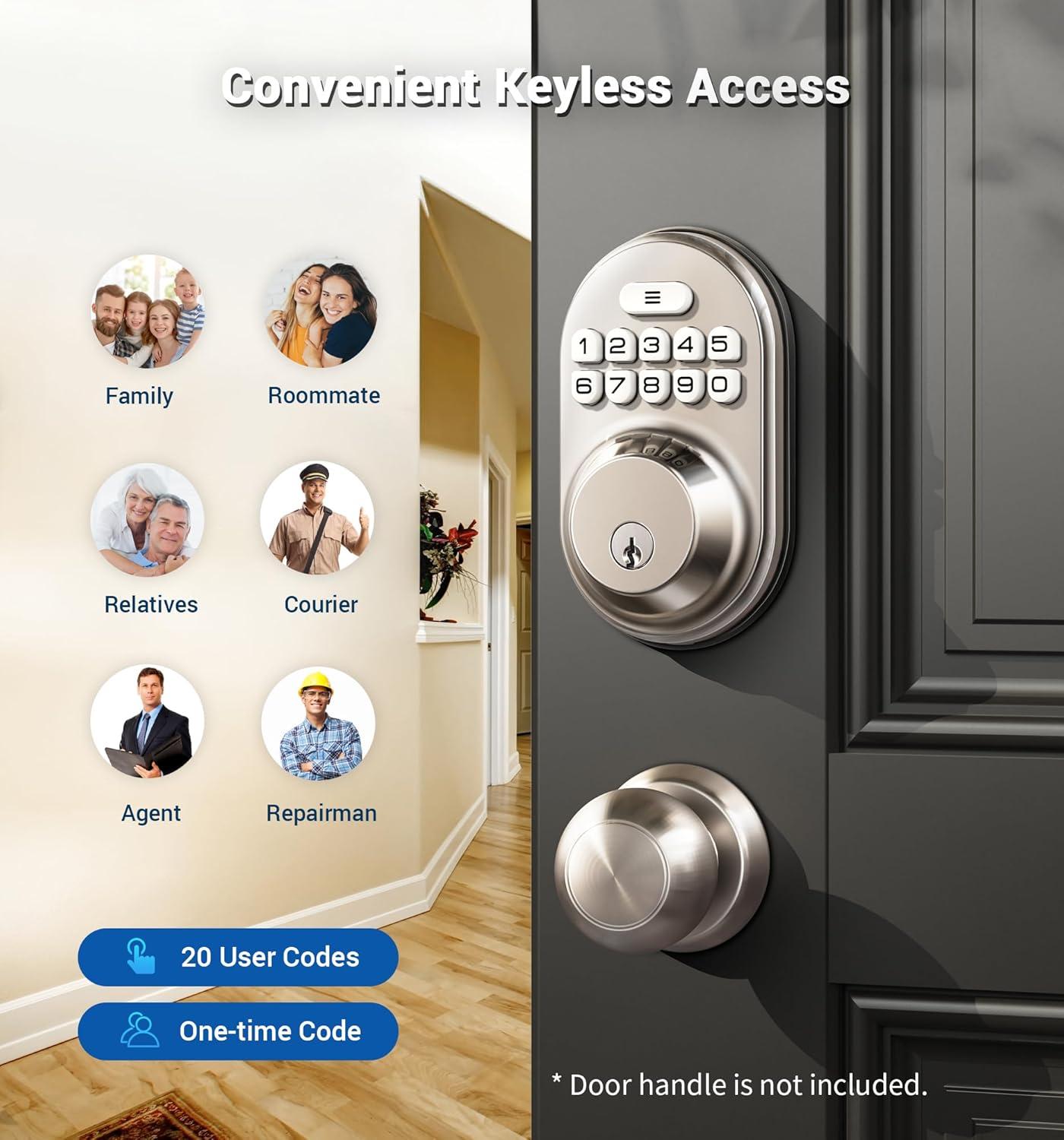 Satin Nickel Keyless Entry Electronic Keypad Deadbolt