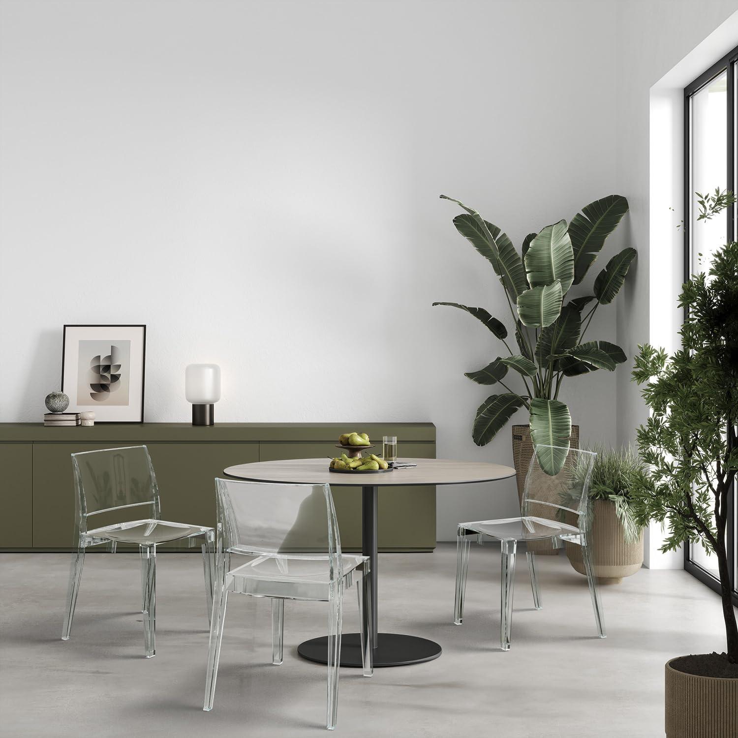 WRGHOME Palermo Modern Outdoor/Indoor Plastic Resin Stacking Patio Dining Chairs (Set of 2) - CLEAR