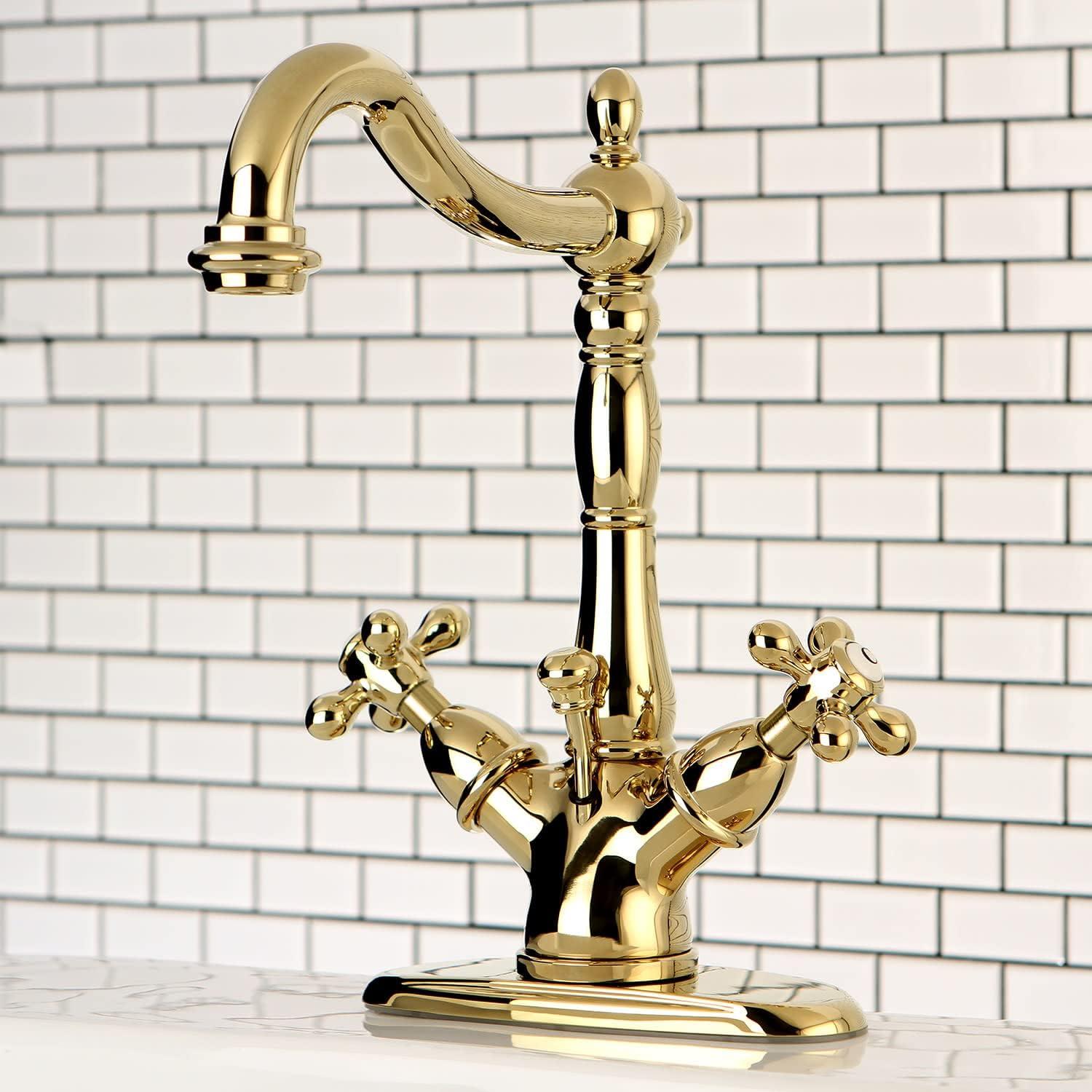 Heritage Mono Deck Bathroom Faucet with Brass Pop-Up Drain