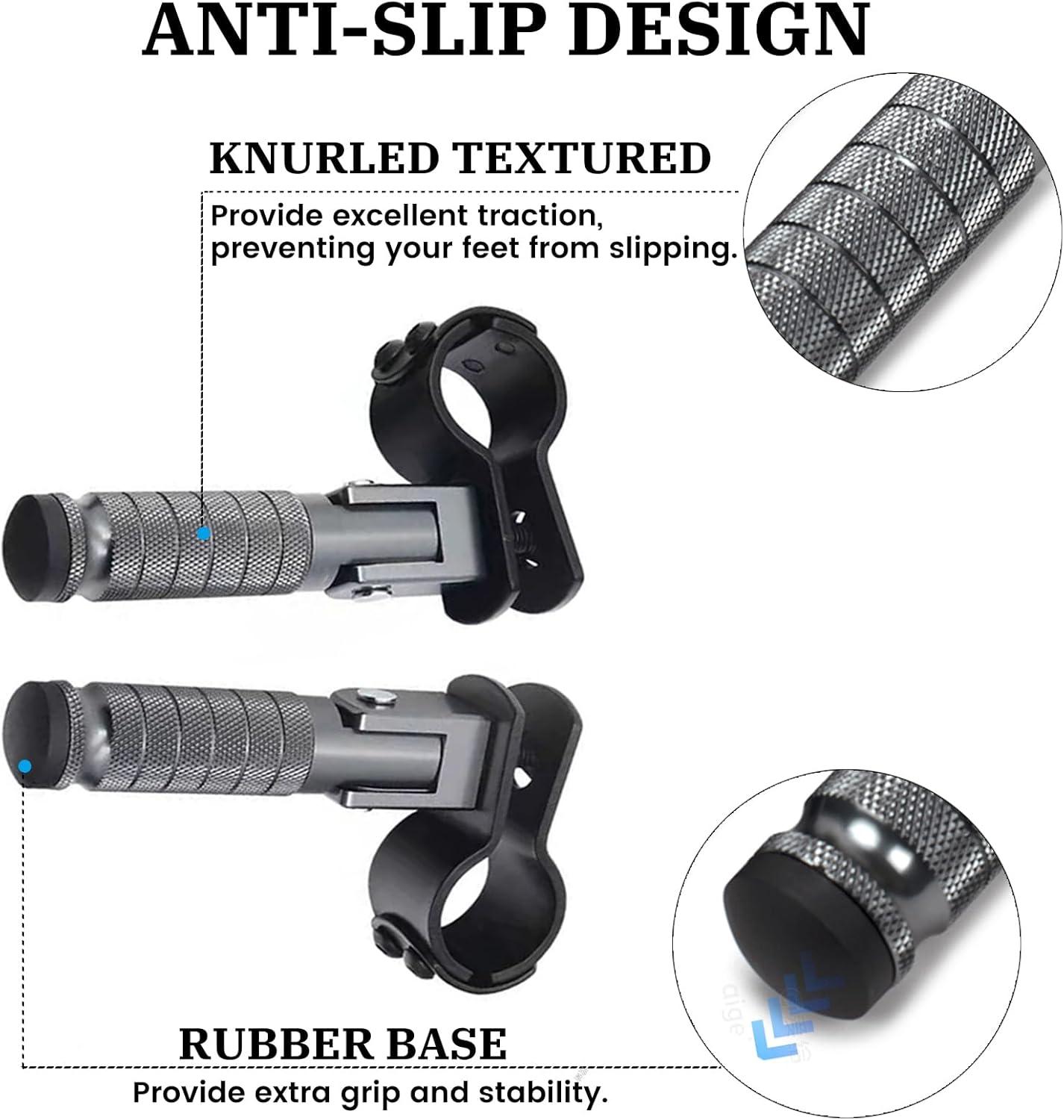 XINGWU M8 Motorcycle Foot Pegs 90 Degree Foldable Footpegs CNC Anti-Skid Footrest Universal for Yamaha Honda Suzuki Aprilia Electric Car Motorbike Mini Bike Dirt Pit Bike Passenger Pedal (Black)