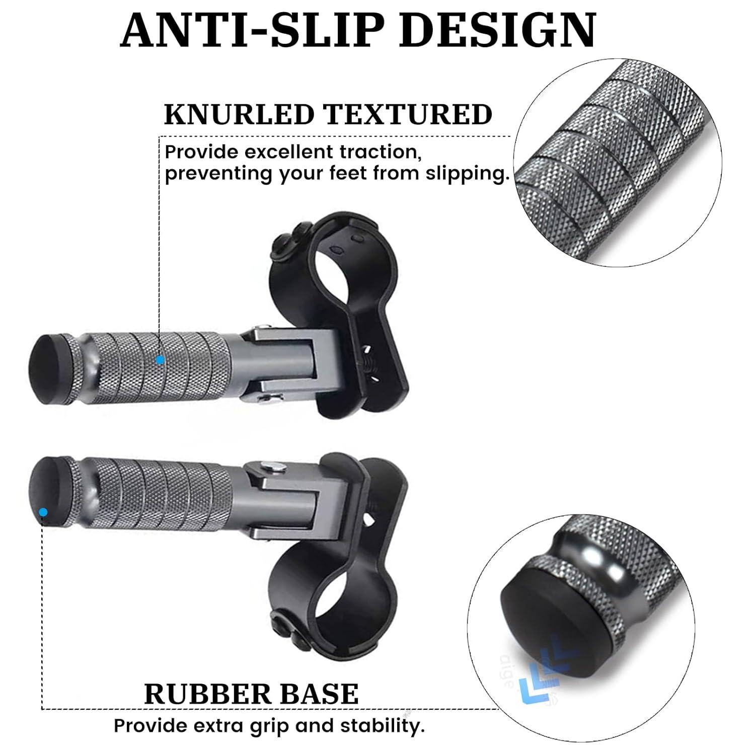 XINGWU M8 Motorcycle Foot Pegs 90 Degree Foldable Footpegs CNC Anti-Skid Footrest Universal for Yamaha Honda Suzuki Aprilia Electric Car Motorbike Mini Bike Dirt Pit Bike Passenger Pedal (Black)