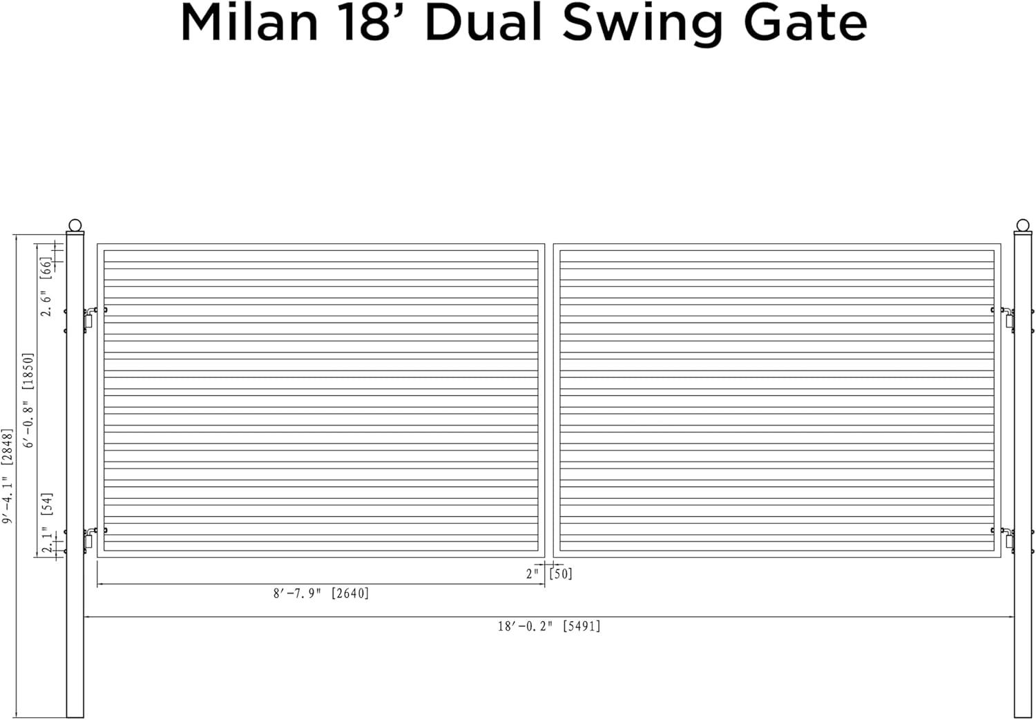 ALEKO Milan Style Dual Swing Galvanized Steel Driveway Gate 18 feet Black