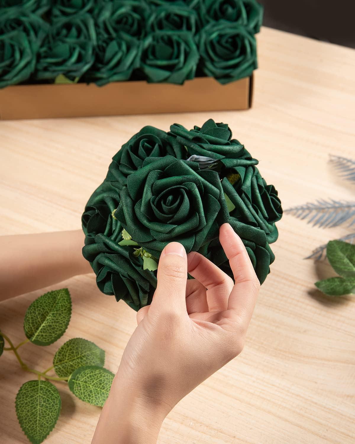 Eco-Friendly Green and White Artificial Rose Centerpiece Set