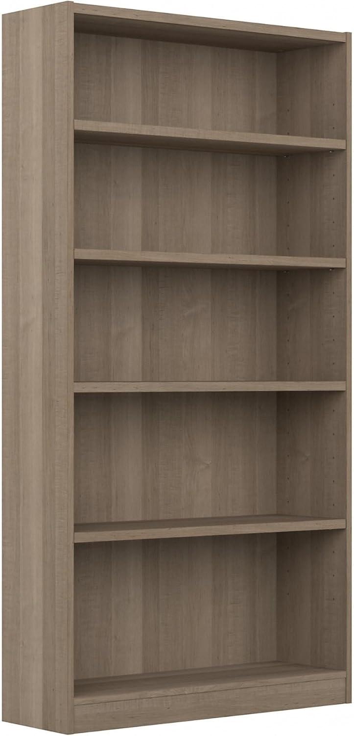 Ash Gray Contemporary 5-Shelf Adjustable Bookcase