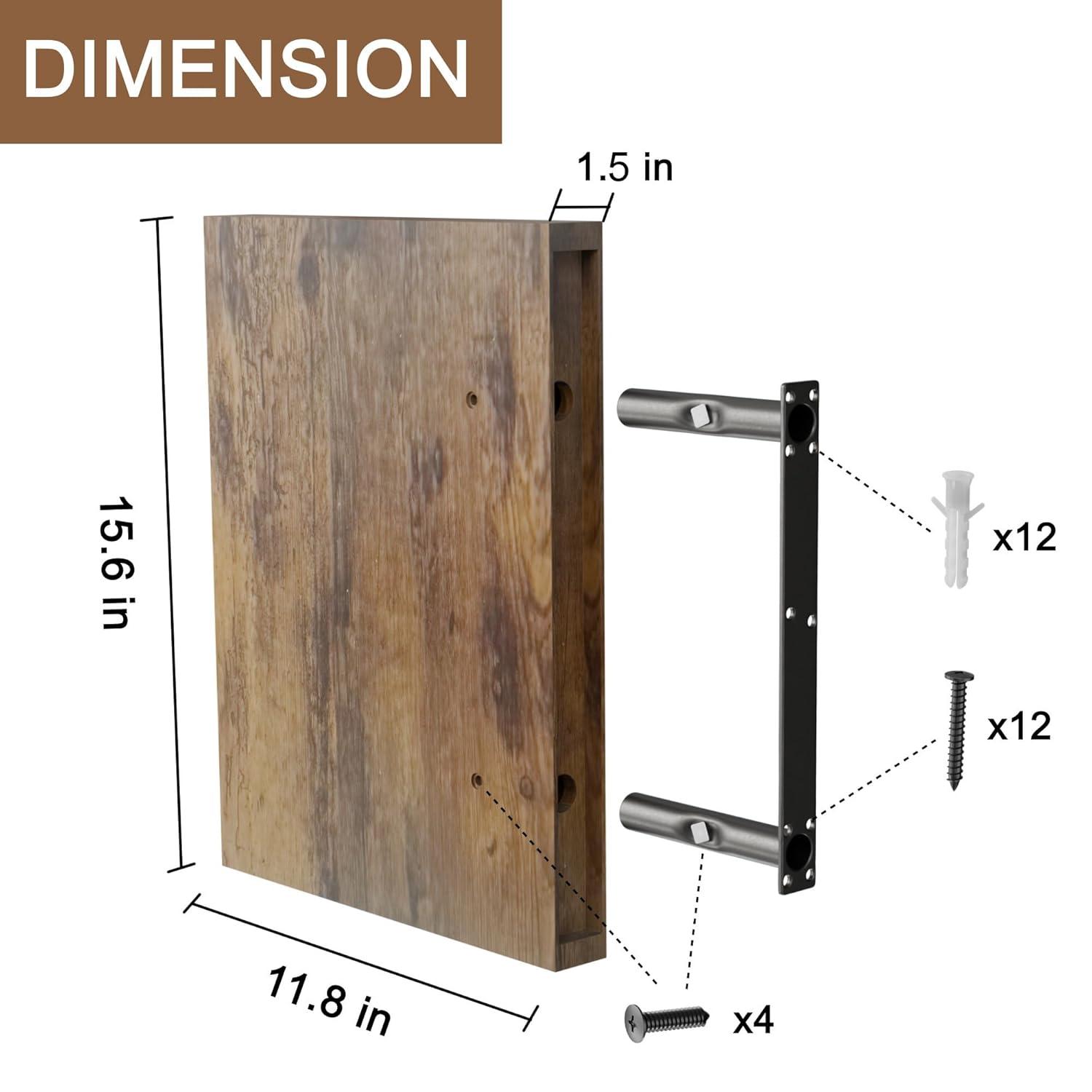 Rustic Brown 12 Inch Deep Floating Shelves for Wall - Set of 2, Wood Shelving Live Edge Shelves Display for Storage, Bathroom & Living Room, Bedroom, Kitchen, Office