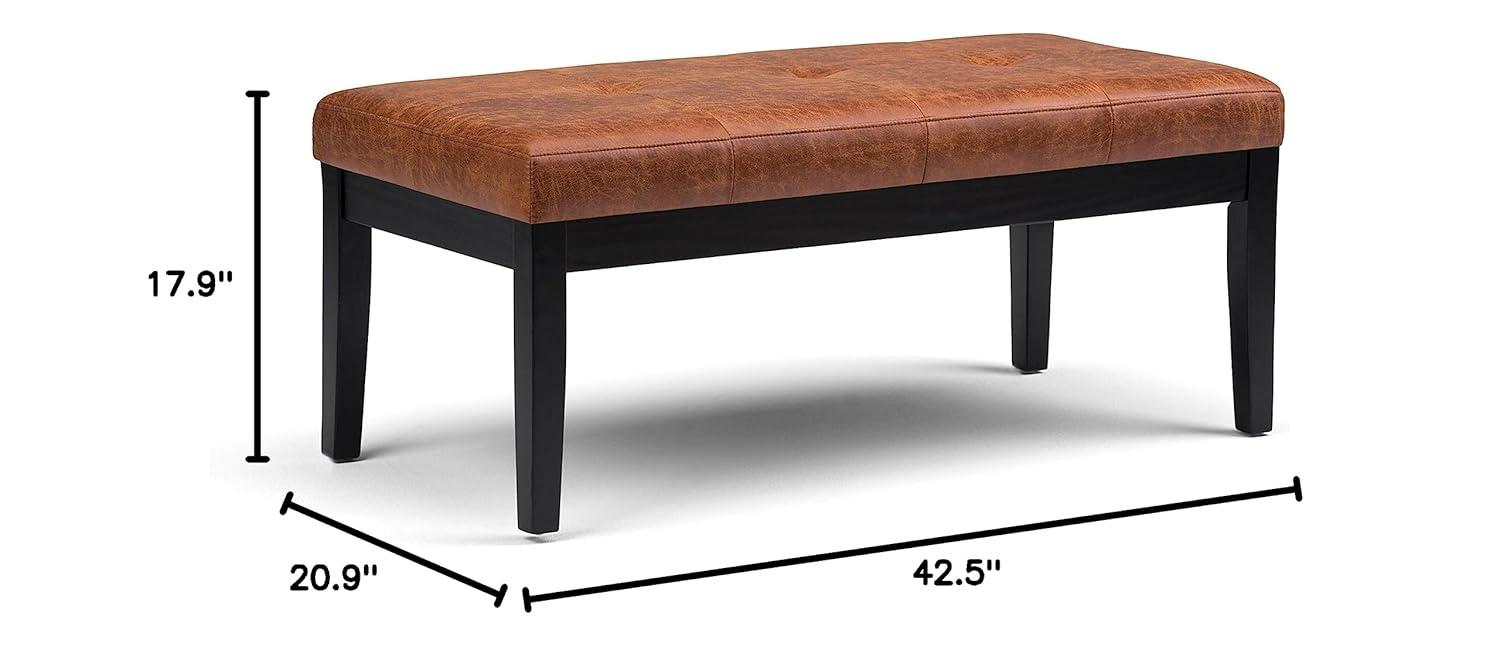 Simpli Home Lacey 41"W Tufted Ottoman Bench with Solid Wood Frame