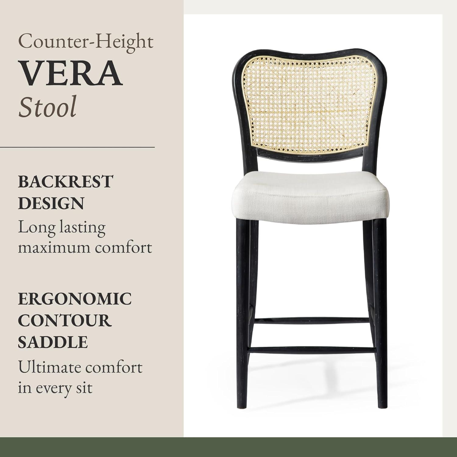 Maven Lane Vera High Back Fabric Counter Height Chair, Aged Brown/Clay