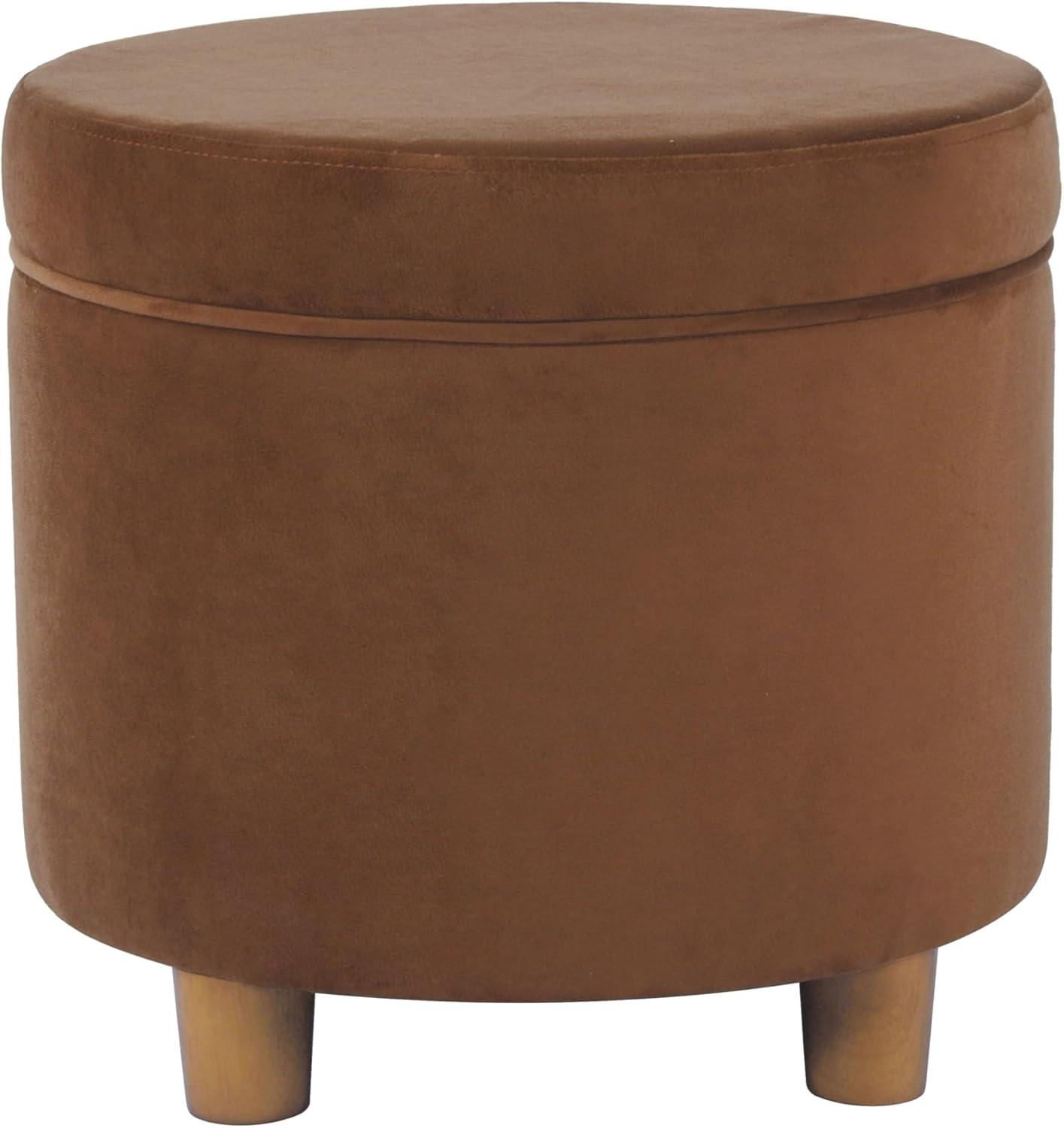 HomePop Round Storage Ottoman Spice: Upholstered Footstool with Hardwood Frame, 250lb Capacity