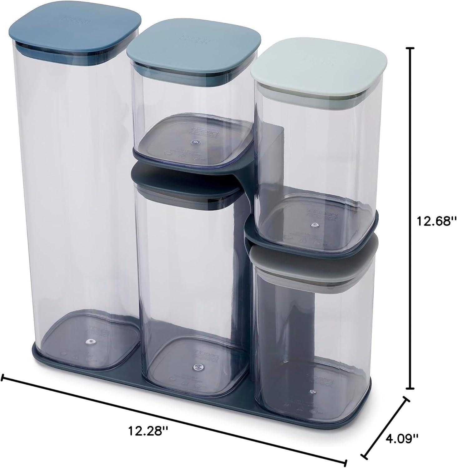 Joseph Joseph Podium 10pc Storage Container Set - Sky: Airtight, Stackable, Food Storage Canisters, 2-Year Warranty