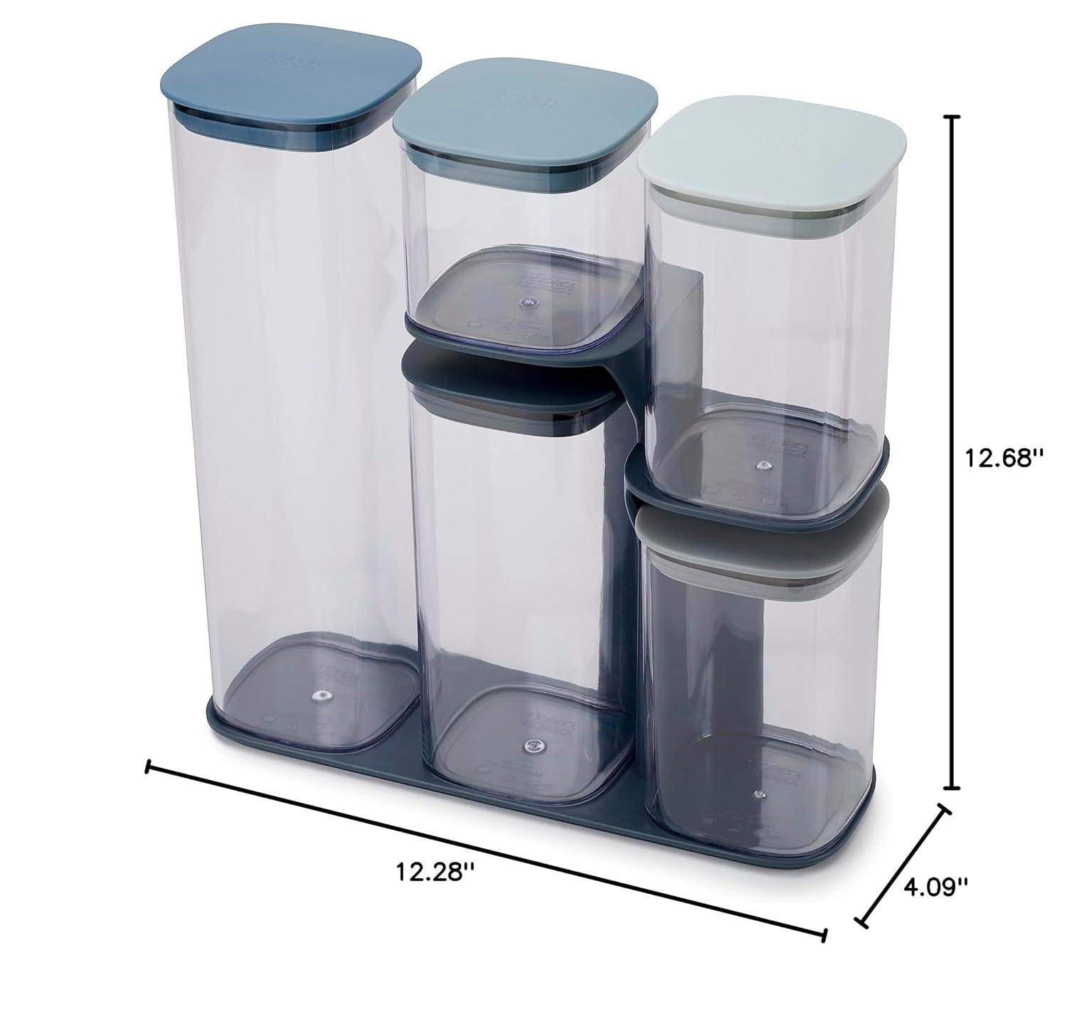 Joseph Joseph Podium 10pc Storage Container Set - Sky: Airtight, Stackable, Food Storage Canisters, 2-Year Warranty