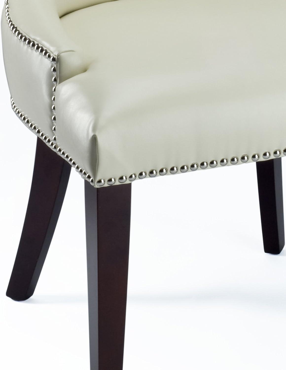 Becca 19''H Dining Chair with Silver Nail Heads - Cream/Leather - Safavieh