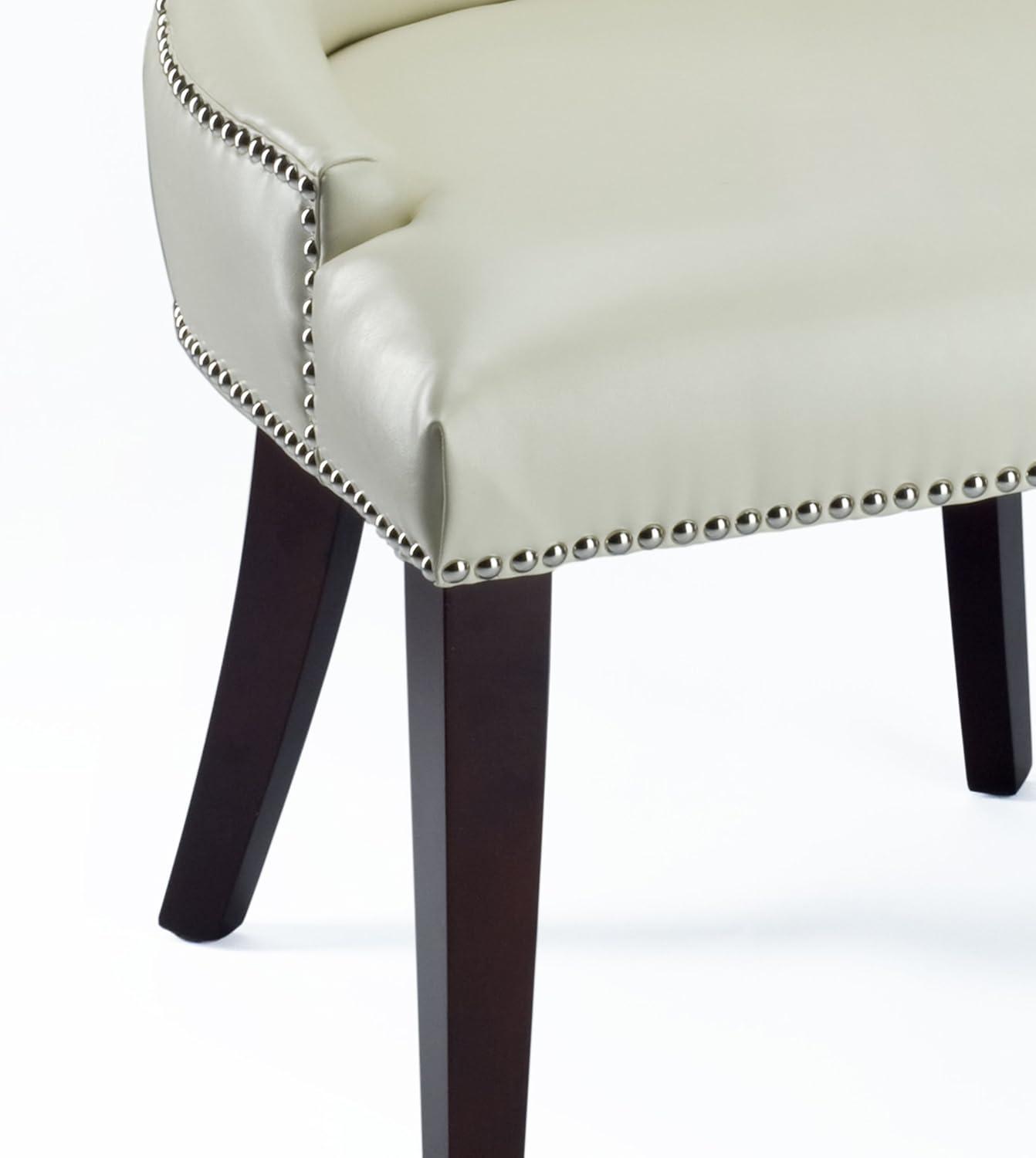 Becca 19''H Dining Chair with Silver Nail Heads - Cream/Leather - Safavieh