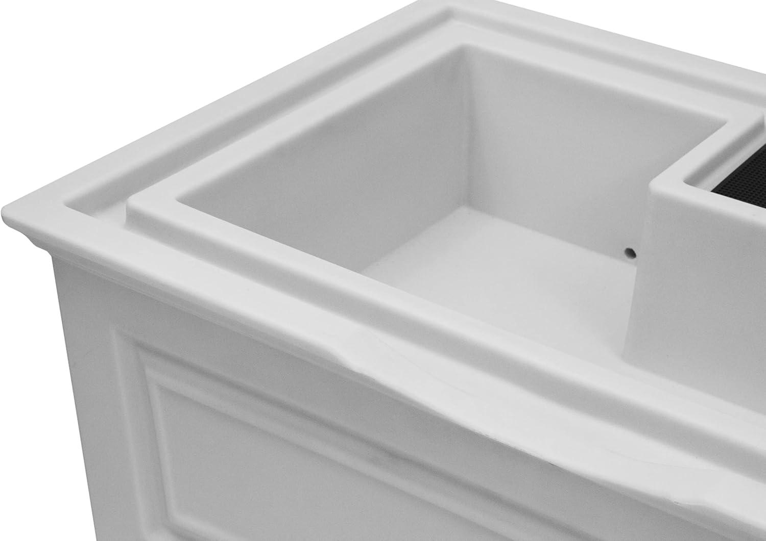 Good Ideas Savannah Colonial Style 42 Gallon Rain Saver Barrel with Self-Draining Garden Planter and Brass Spigots, Light Gray