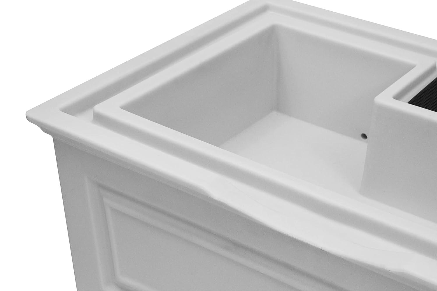 Good Ideas Savannah Colonial Style 42 Gallon Rain Saver Barrel with Self-Draining Garden Planter and Brass Spigots, Light Gray