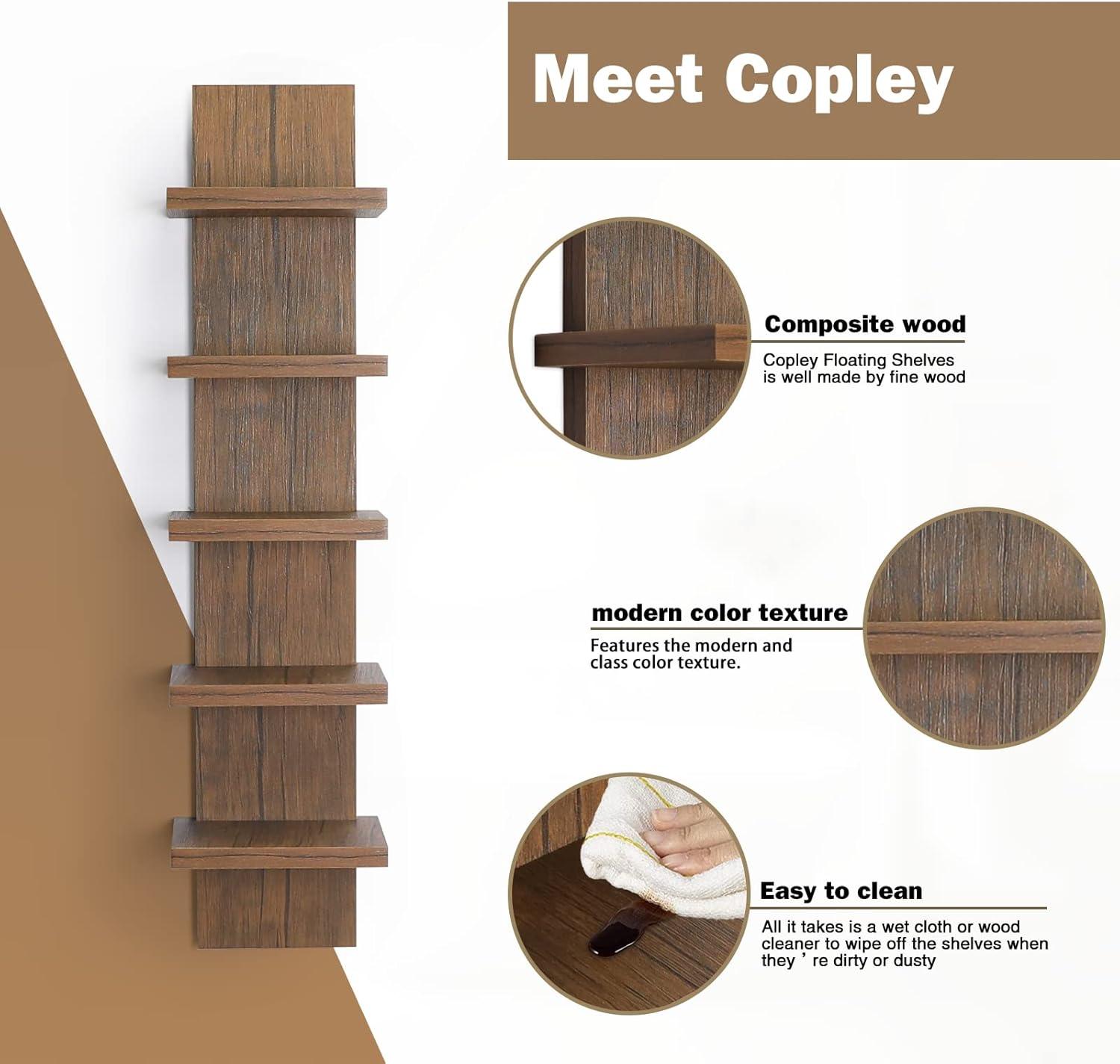 5 Tier Wall Shelf Unit, Brown Wall Shelf, Multifunctional Display Floating Shelf, Bedroom and Home Decor Organizer