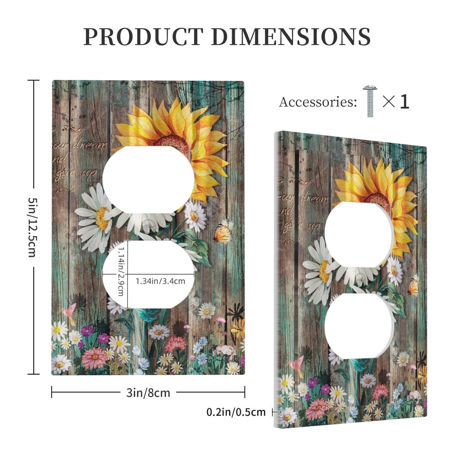 ZICANCN Outlet Covers Wall Plate, Sunflowers Nature Beige Background Light Switch Cover Decorative, Duplex Toggle Combo 1-Gang