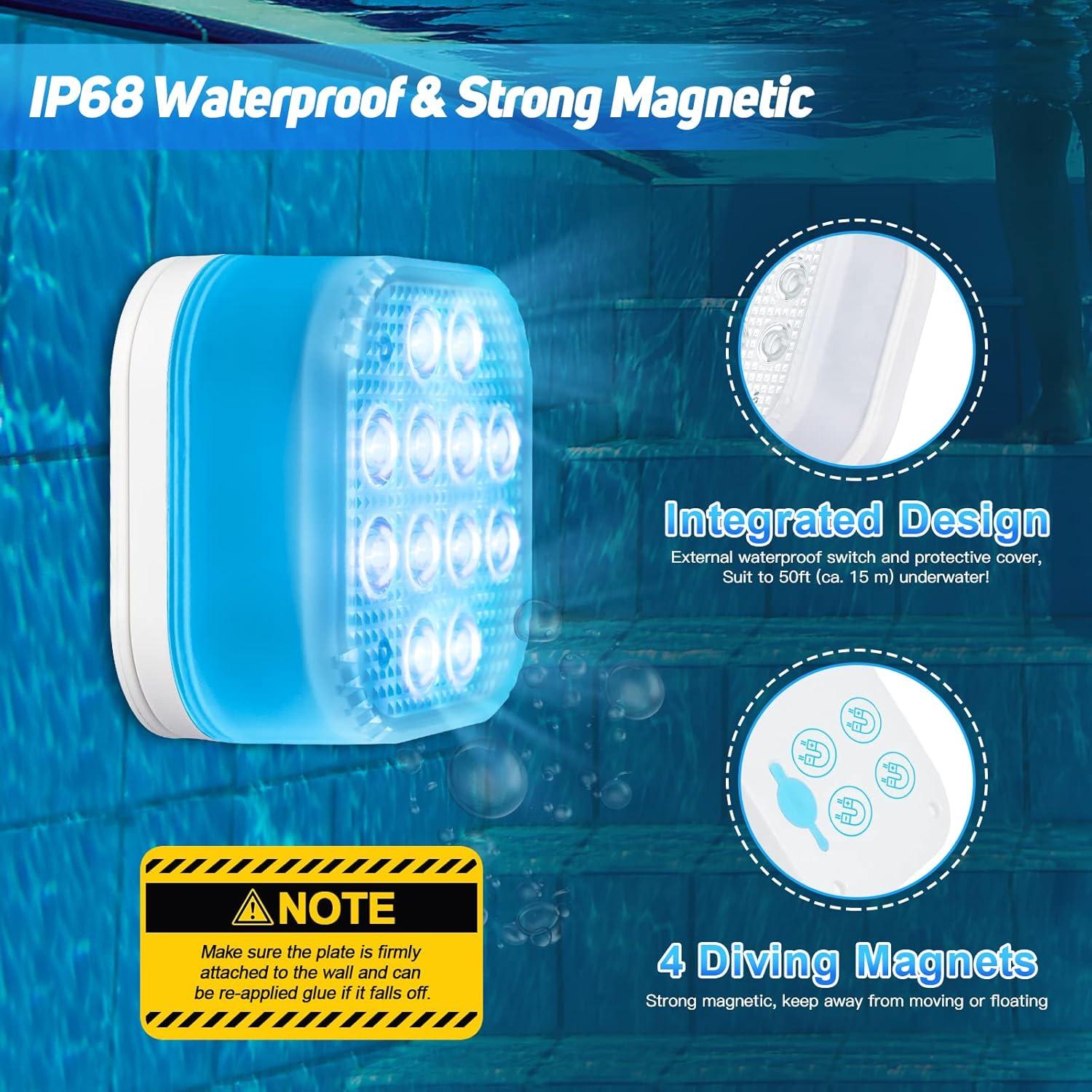 Pool Lights for Above Ground Pools Waterproof with Remote, Underwater Rechargeable 2600mAh Battery Magnetic 16 Color Changing Floating Submersible Pool Light for Inground Pool LED Lights Party Decor