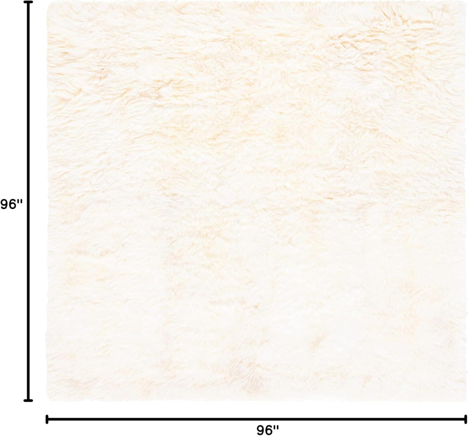 Sheep Skin SHS211 Hand Woven Area Rug - Natural/White - 8'x8' - Safavieh.