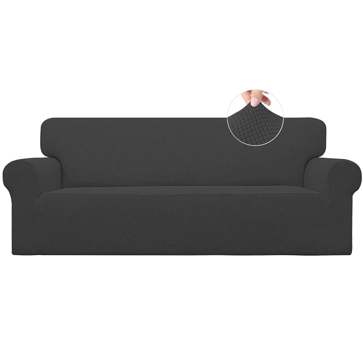 Easy-Going Jacquard Stretch Sofa Slipcover Non Slip Couch Cover, Sofa Size, Dark Gray