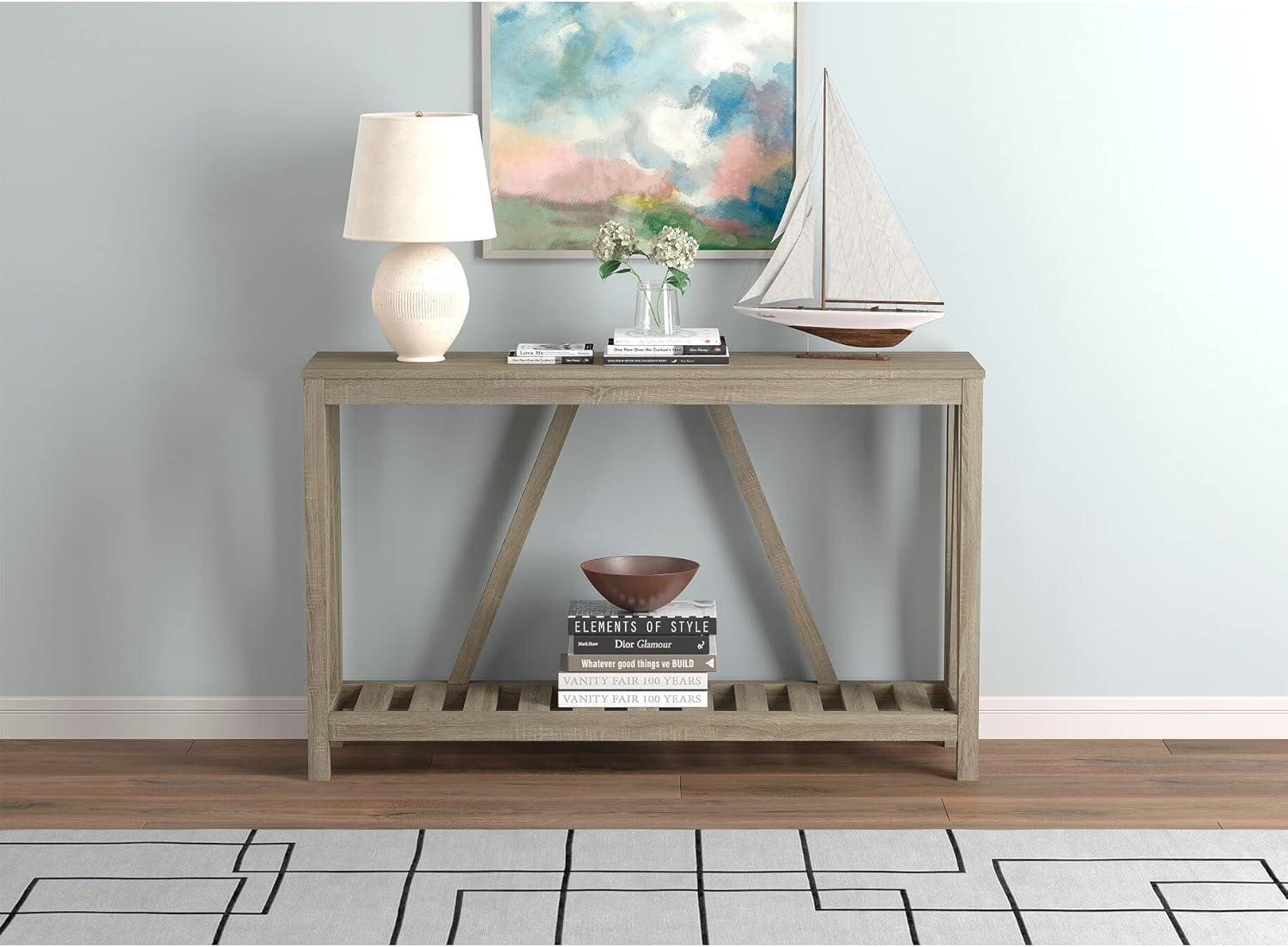 Safdie & Co. Entryway Table/Console Table-52"Long/Dark Taupe with 1 Shelf - 52" x 13.8" x 32 "