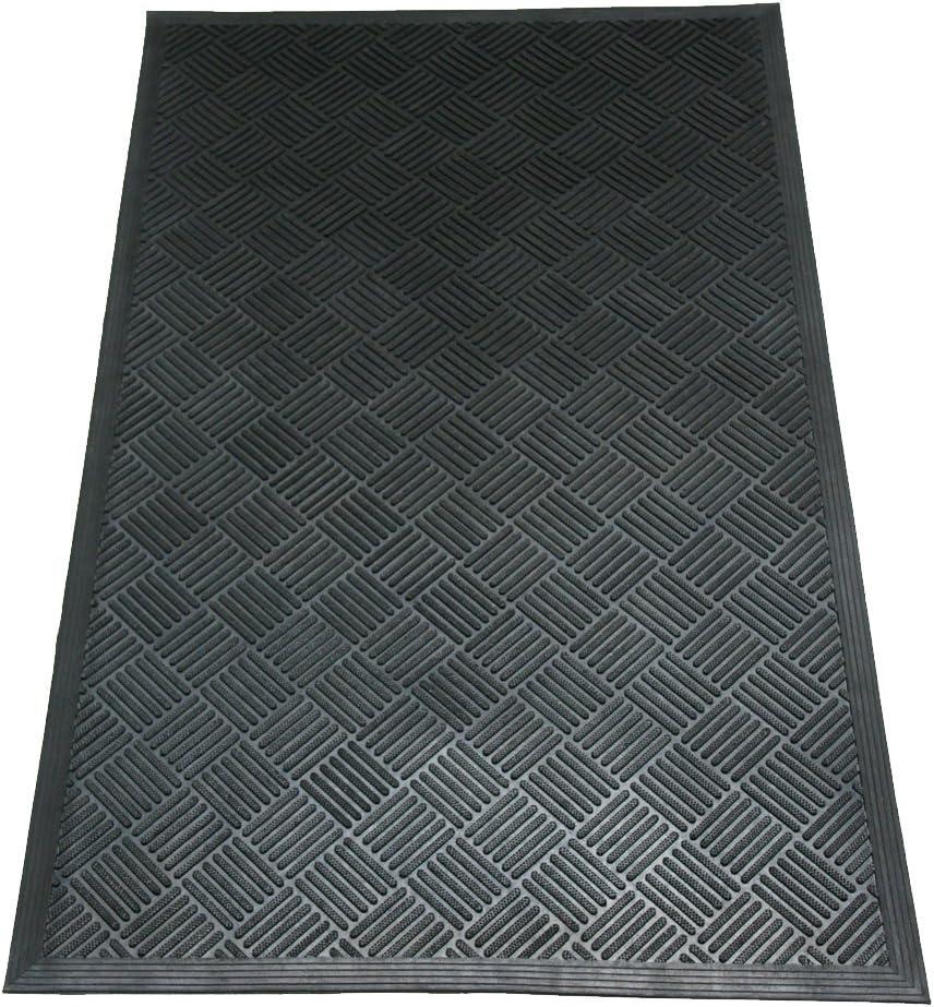 Rubber-Cal "Dura-Scraper Checkered" Entrance Mat - Black