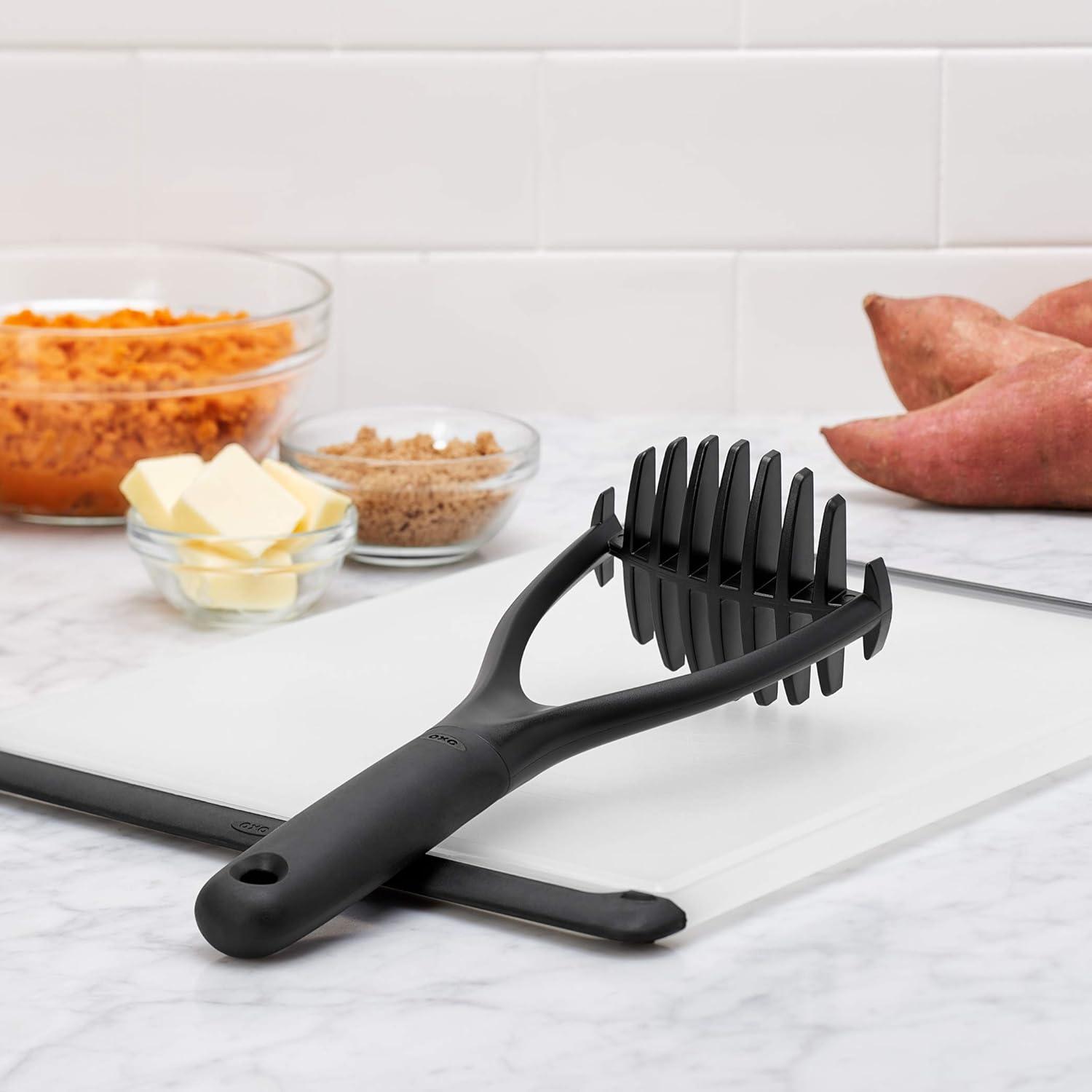 Black Nylon Potato Masher with Ergonomic Handle