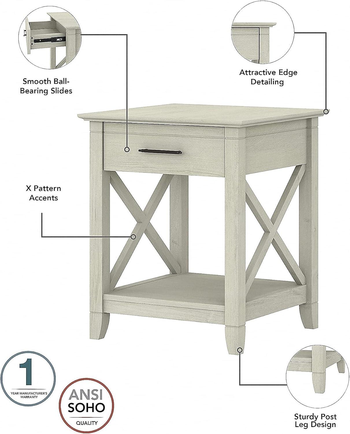 Key West Coffee Table with Set of 2 End Tables in Linen White - Engineered Wood