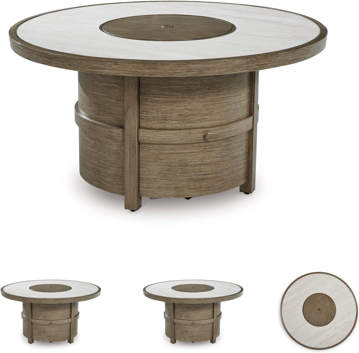 Signature Design by Ashley Rainier Ranch Beige Fire Pit Table