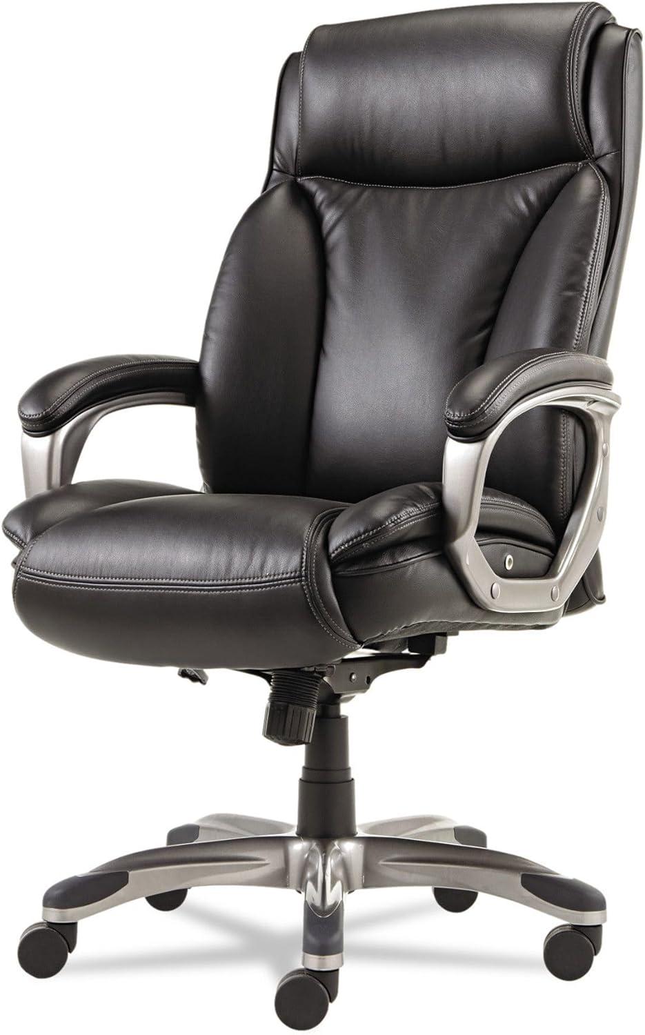 Black High Back Executive Leather Office Chair with Plastic Base