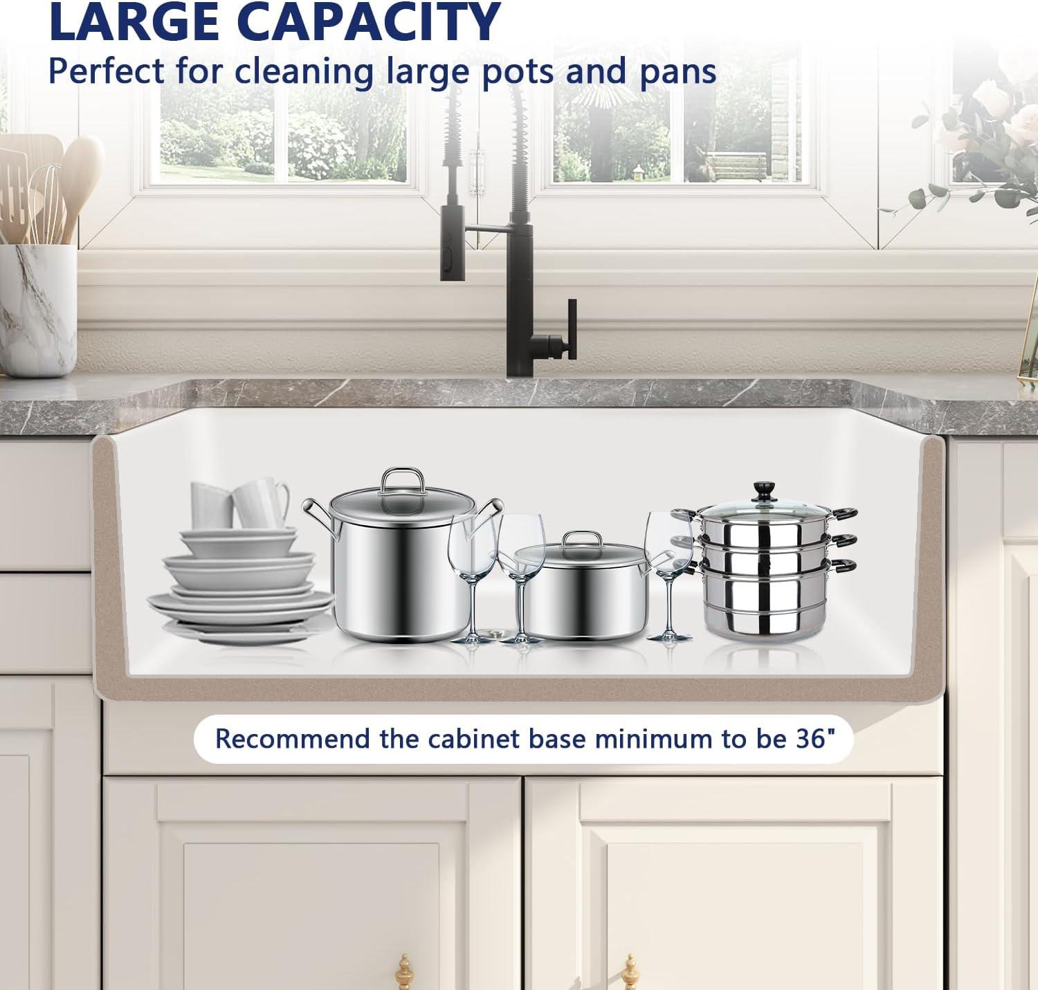 DeerValley 33" L X 20" W Single Basin Workstation Farmhouse Kitchen Sink With Sink Grid, Cutting Board And Dish-Drying Rack