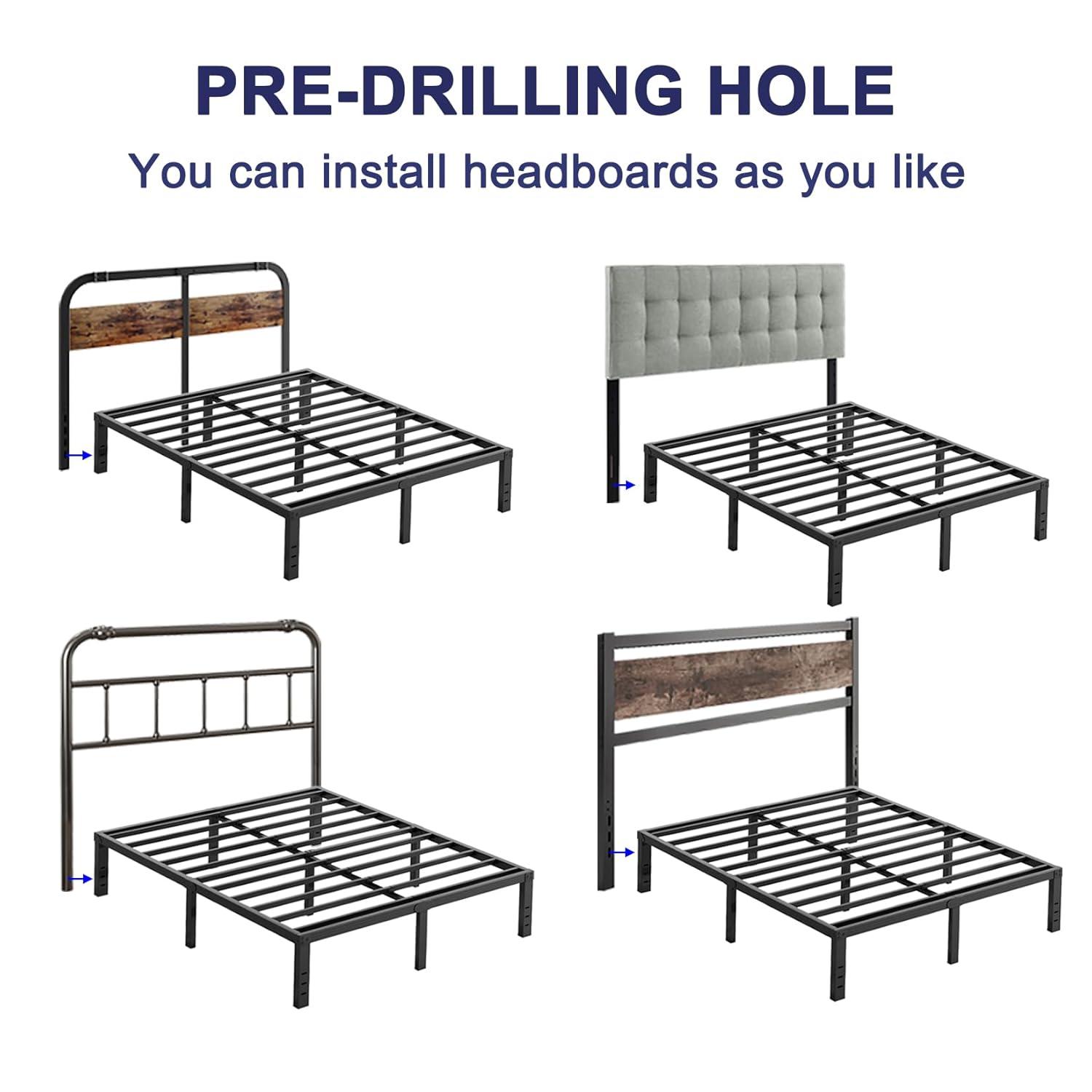 14 inches Queen Bed Frames No Box Spring Needed ,2500 lbs Heavy Duty Metal Platform Bed Frame with Storage Queen Size for Adult Black