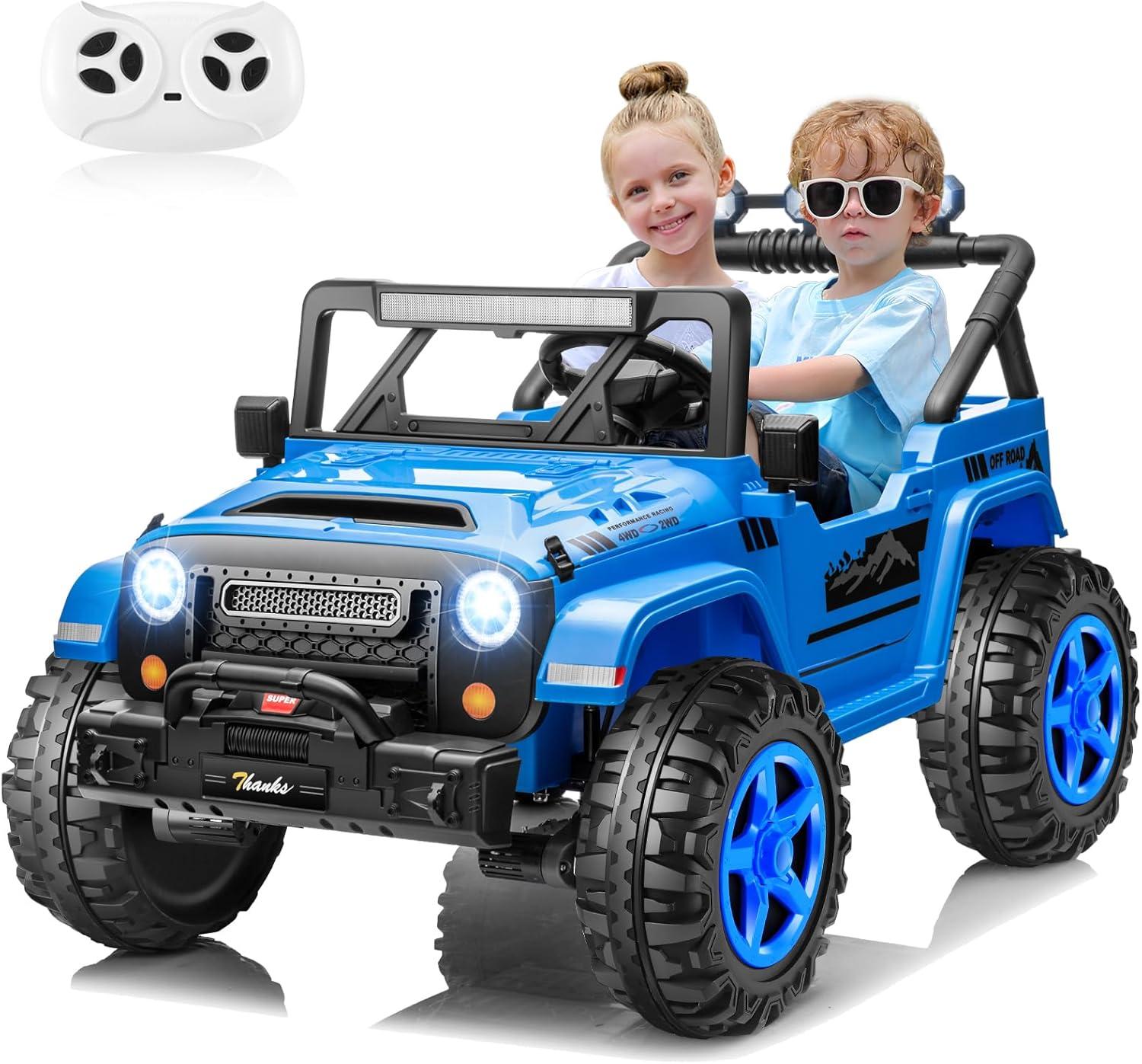 Blue 24V 4WD Kids SUV with Remote Control and Bluetooth