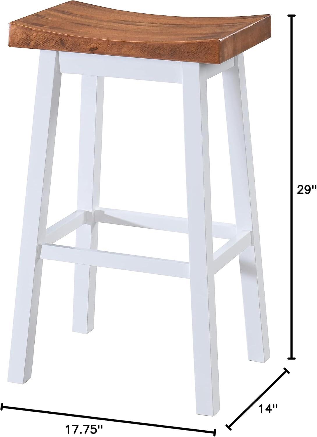 Lakewood 29" White and Walnut Saddle Barstools, Set of 2