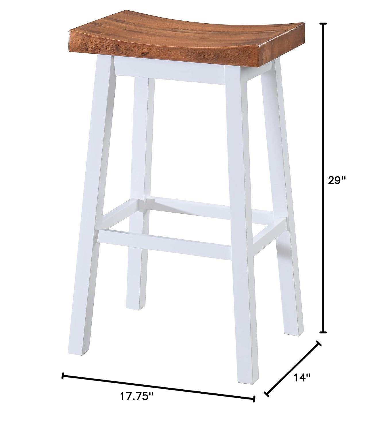 LuXeo LuXeo Lakewood Solid Wood Saddle Barstool (Set of 2)