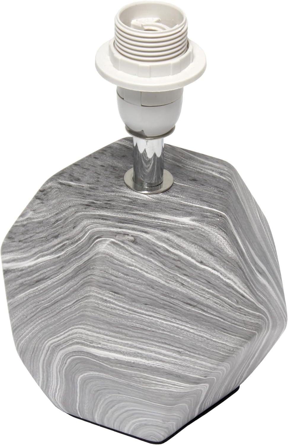 Simple Designs 10.24" Round Geometric Prism Mini Table Lamp with Matching Fabric Shade (Includes LED Light Bulb) Gray/White